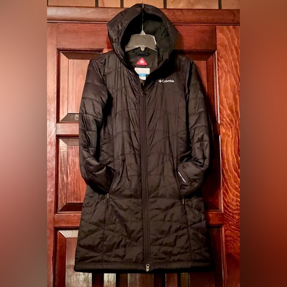 NWOT COLUMBIA black long women's jacket coat with hood size S - Picture 2 of 15